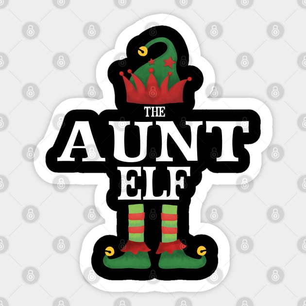 Auntie Aunt Elf Matching Family Group Christmas Party Pajamas Sticker by uglygiftideas